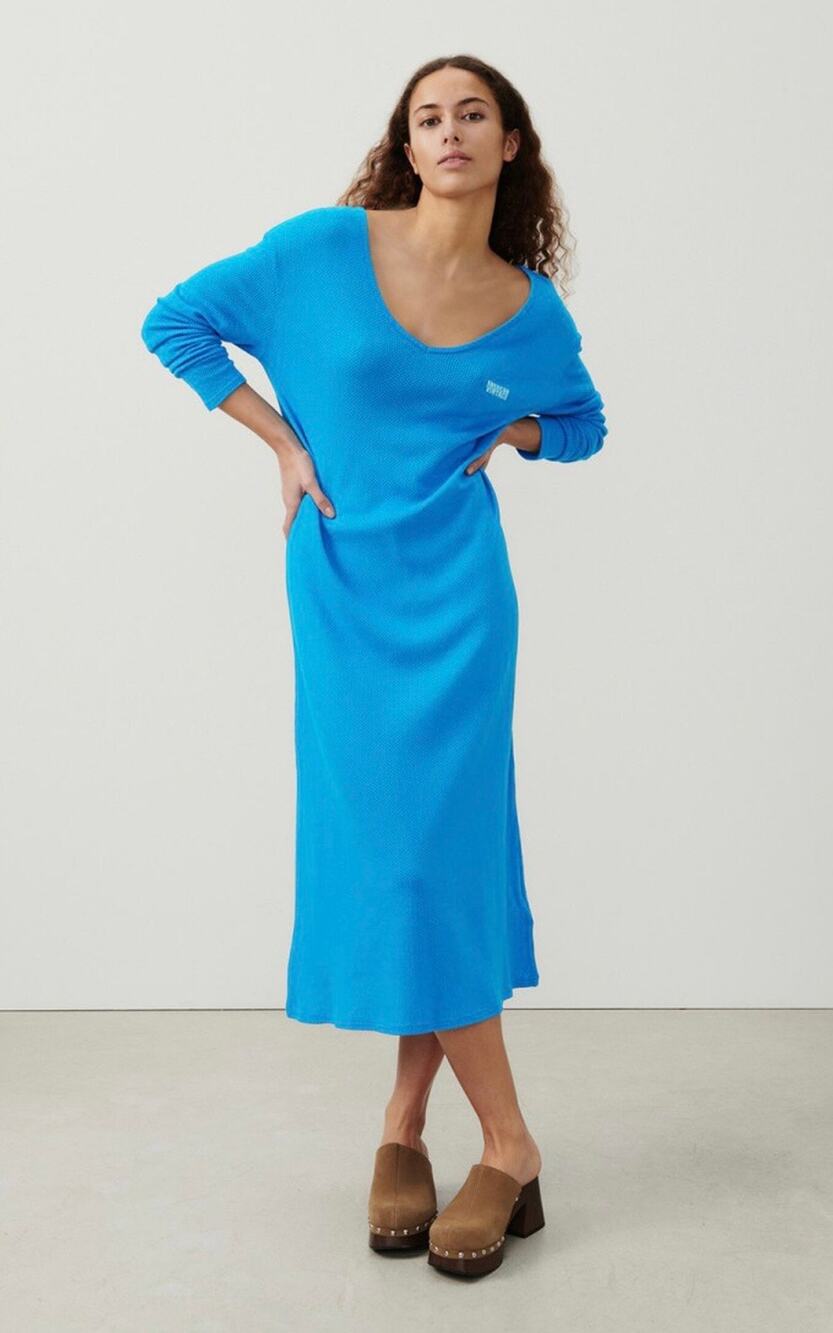American Vintage NEW Vifabeach Cotton V Neck Long Sleeve Dress size Small